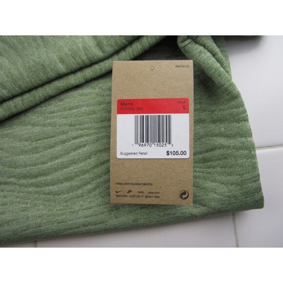 Nike Tour Dri Fit Golf Crew Quilted Sweatshirt Green Men's Large FD5835-386 - Picture 3 of 5